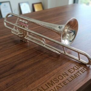 ALIMSON TROMBONE NICKEL PLATED BB PITCH WITH FREE CASE + MOUTH PIECE