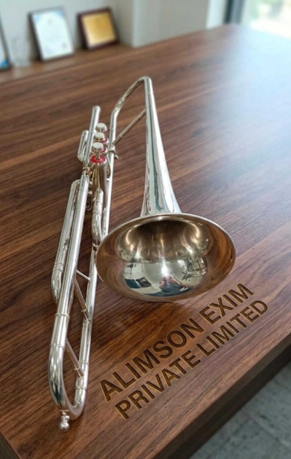 ALIMSON TROMBONE NICKEL PLATED BB PITCH WITH FREE CASE + MOUTH PIECE - Image 2